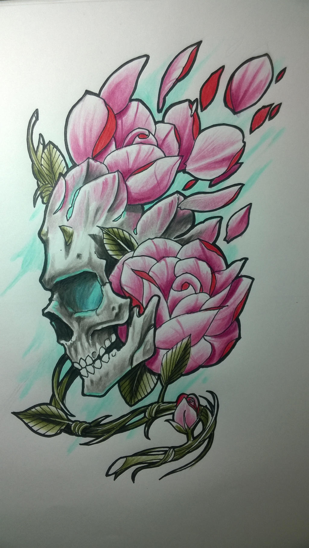 Skull and roses by LeandroIbalo on DeviantArt