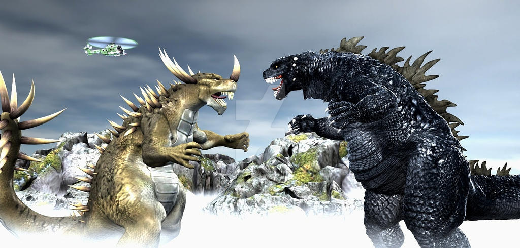 Godzilla vs Anguirus by Natsuakai.deviantart.com on 