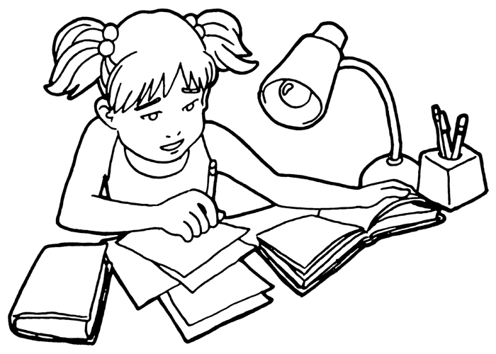 How To Draw A Girl Doing Homework ‒ Teenage girl doing her art homework