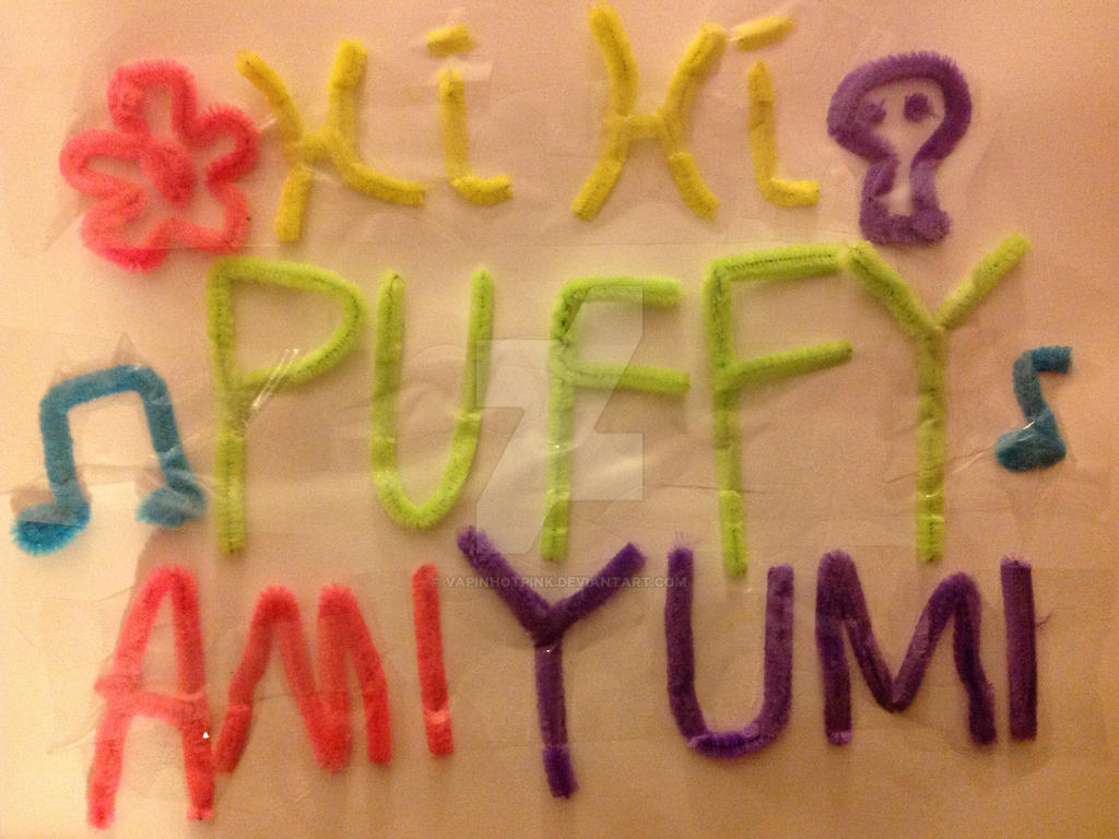 Hi Hi Puffy AmiYumi logo made in pipecleaners by ShatteredPrismRose23