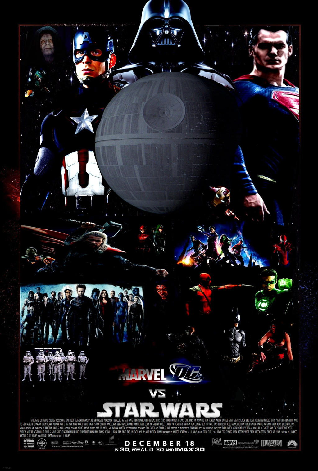 Marvel DC vs. Star Wars movie poster by SteveIrwinFan96 on