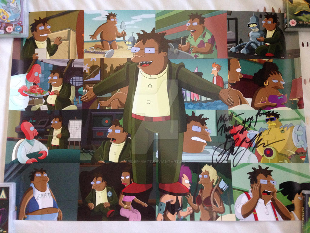 EXCLUSIVE Hermes Conrad art signed by Phil LaMarr by Spider-Matt